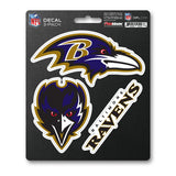 Calcomanía Logo Pack 3 NFL Baltimore Ravens