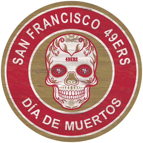 LETRERO MADERA SUGAR SKULL 49ERS FAN CREATIONS