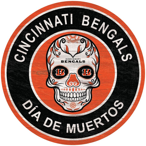 LETRERO MADERA SUGAR SKULL BENGALS FAN CREATIONS