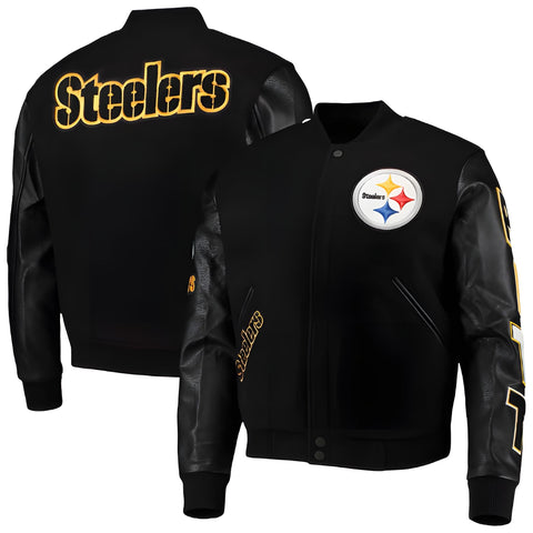 Chamarra Pro Standard Varsity Lana y Piel NFL Steelers HOMBRE