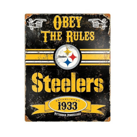LETRERO PARTY ANIMAL METALICO EMBOSSED STEELERS