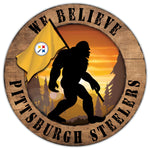 Letrero Madera We Believe Bigfoot Distressed Steelers