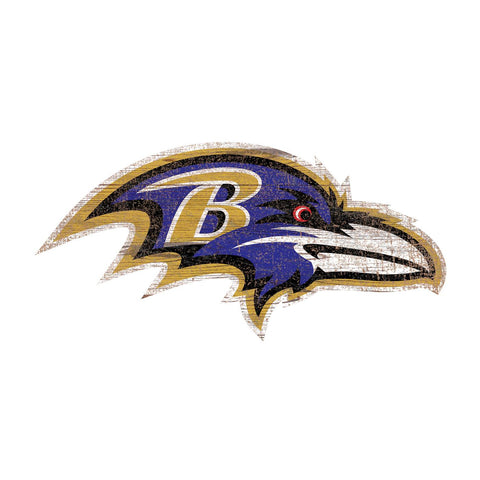 LETRERO MADERA LOGO DISTRESSED RAVENS